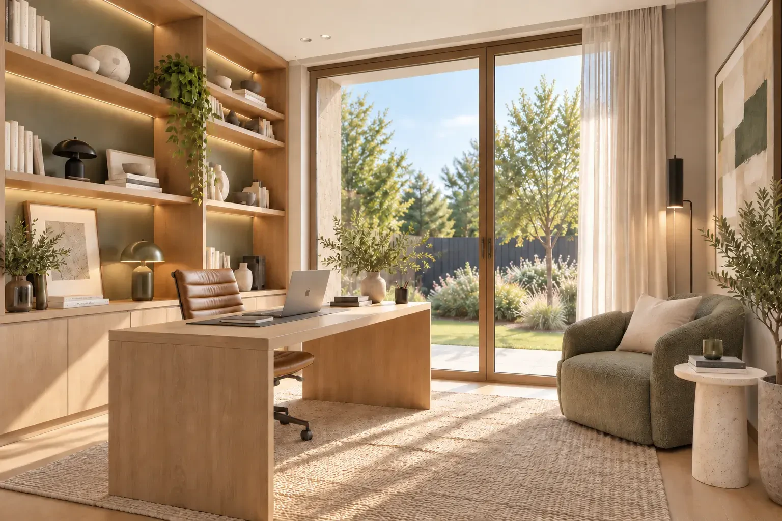 Bungalov s átriom — pracovňa